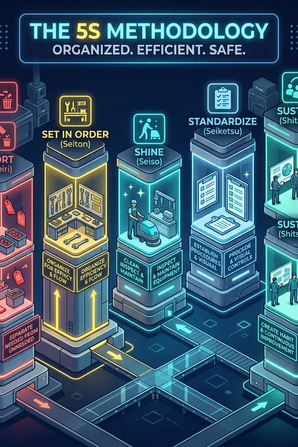 Seiri Seiton Seiso in manufacturing infographic