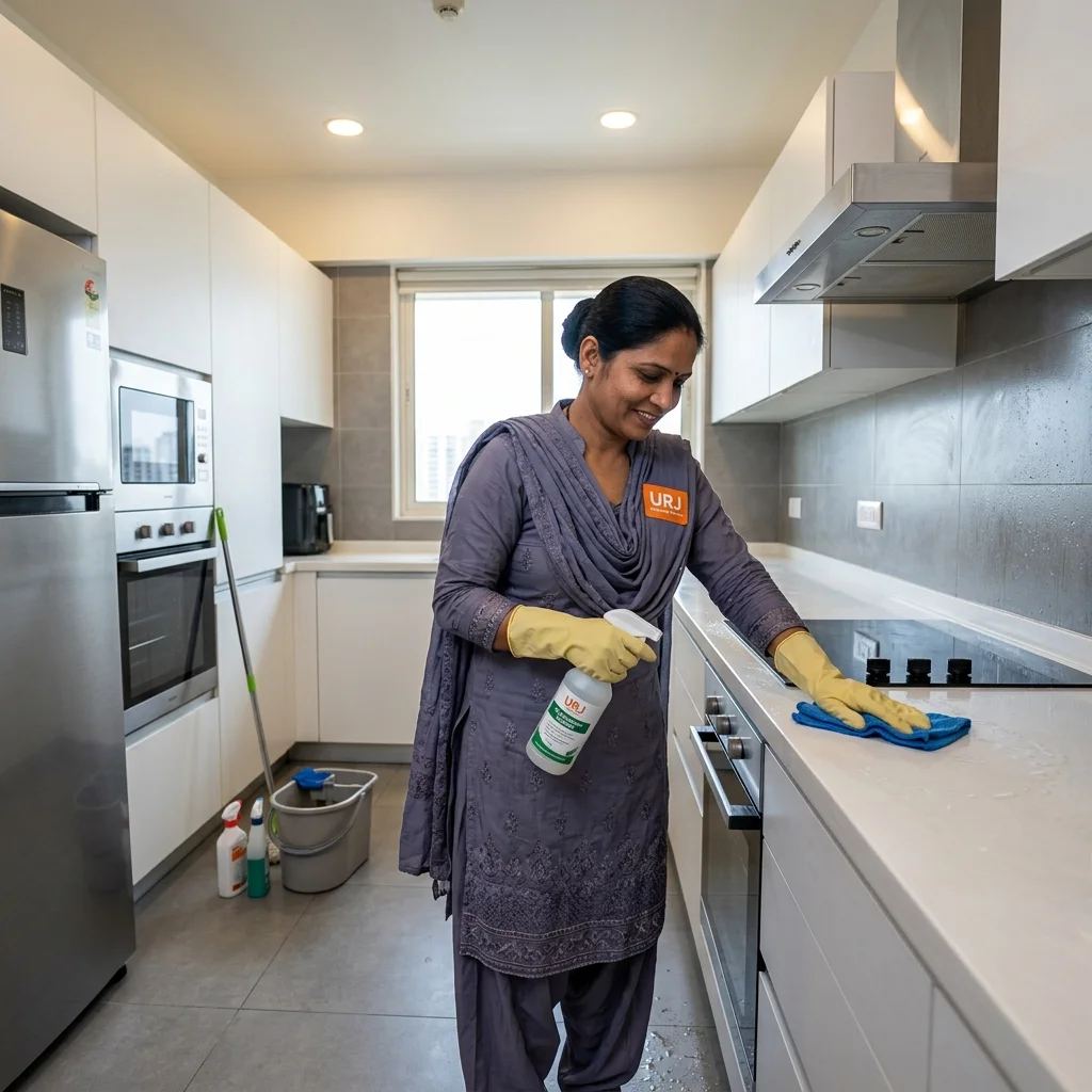 Kitchen deep cleaning and stainless steel degreasing by Urja Facility in India